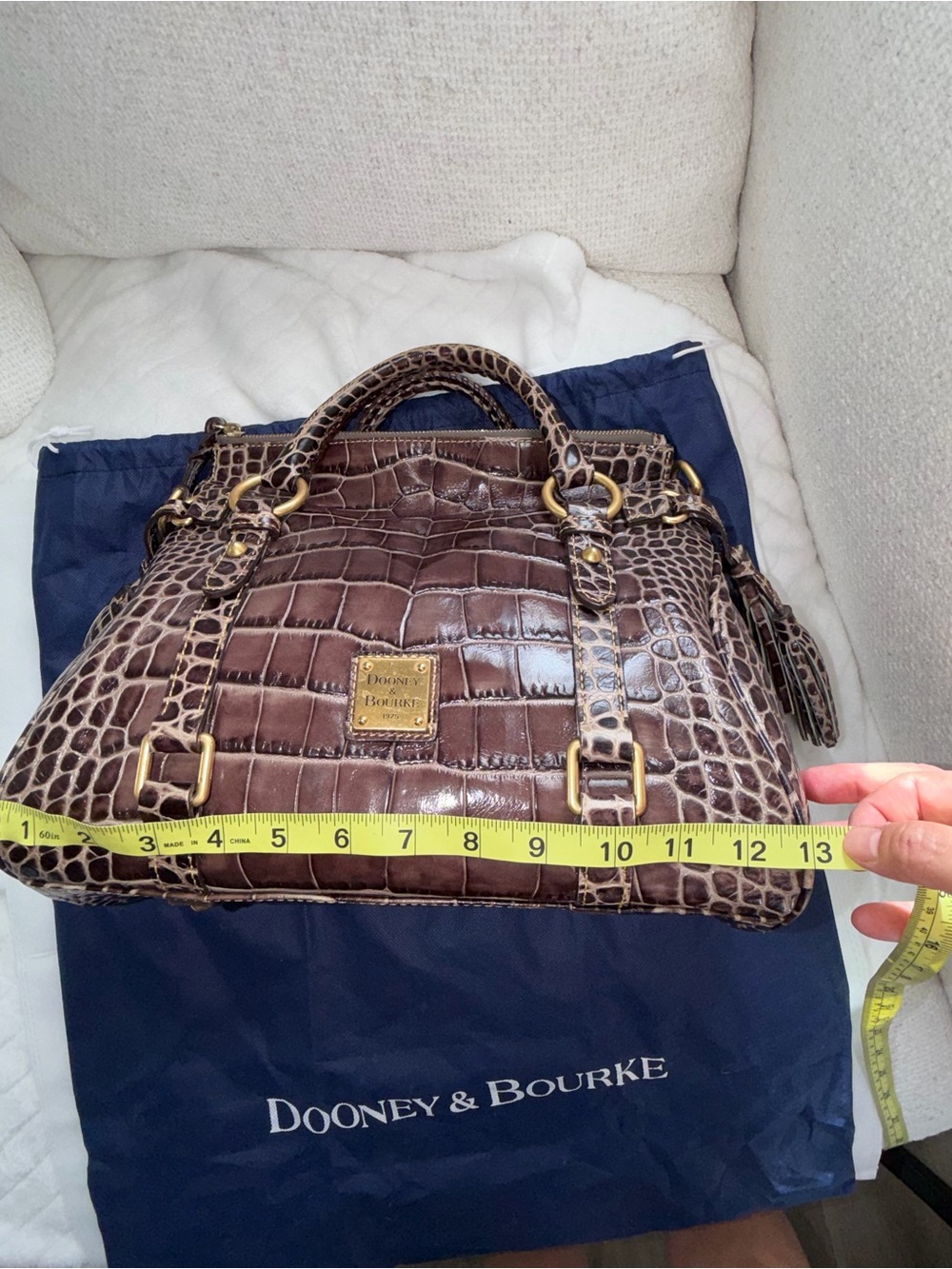 Dooney & Bourke Brown Croc-Embossed Leather Florentine Satchel - Picture 14 of 16